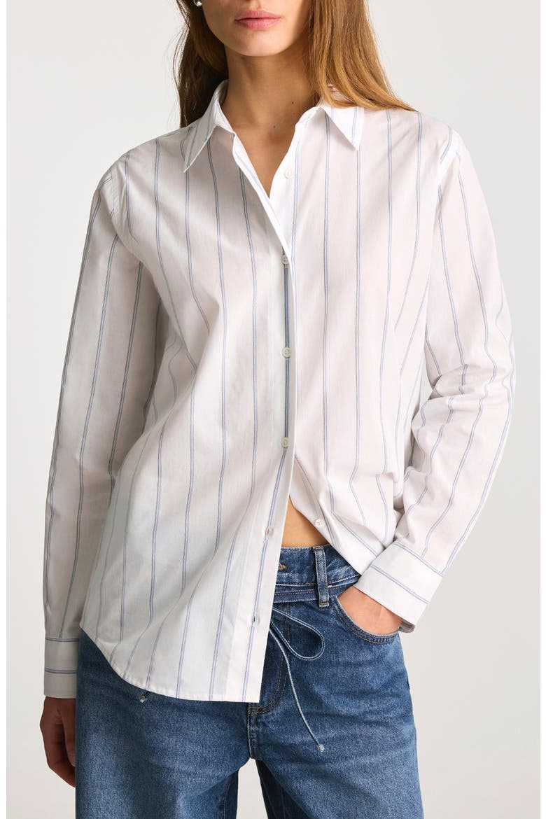 Stripe Relaxed Fit Cotton Button-Up Shirt, Main, color, BLUE STRIPED