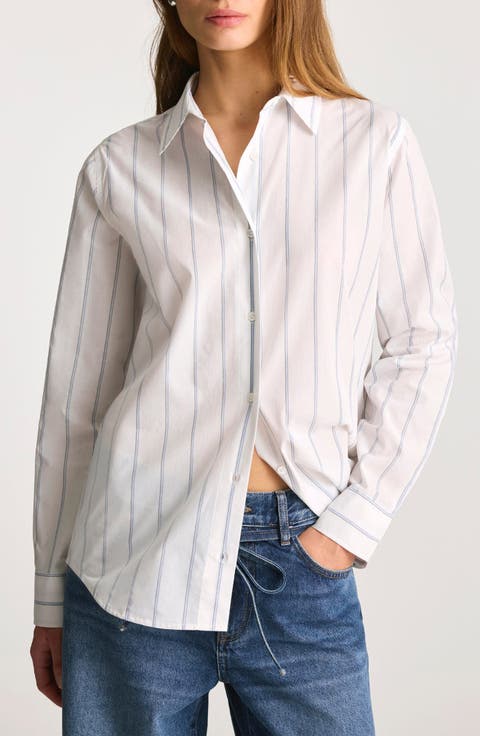Stripe Relaxed Fit Cotton Button-Up Shirt