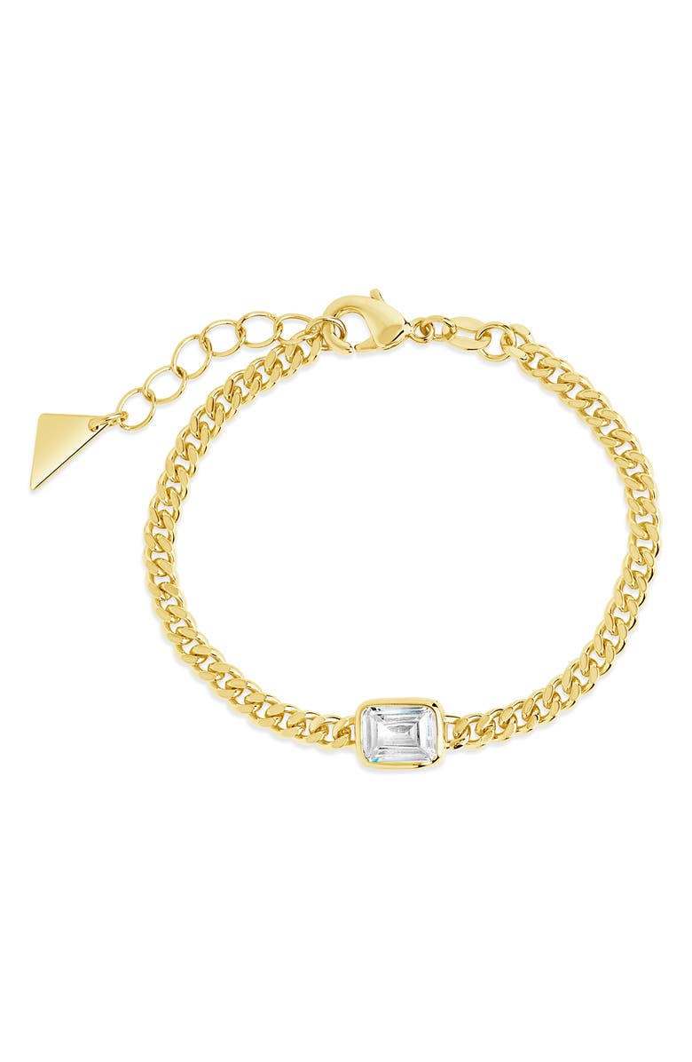 Sterling Forever Harper Cubic Zirconia Chain Bracelet, Alternate, color, Gold