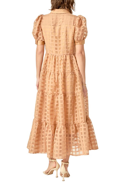 ENGLISH FACTORY ENGLISH FACTORY GRID PATTERN TIERED MIDI SHIRTDRESS