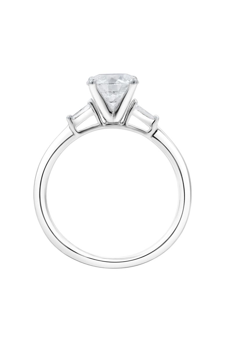 Piper 14K White Gold Round Cut Lab Grown Diamond Tapered Baguettes Engagement Ring - 1.05 Ct, Alternate, color, 14K White Gold