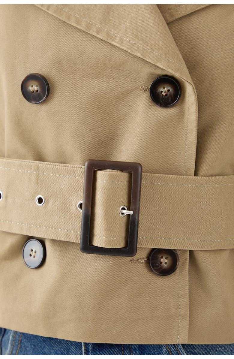 MissPap Tailored Cropped Trench Coat, Alternate, color, Stone