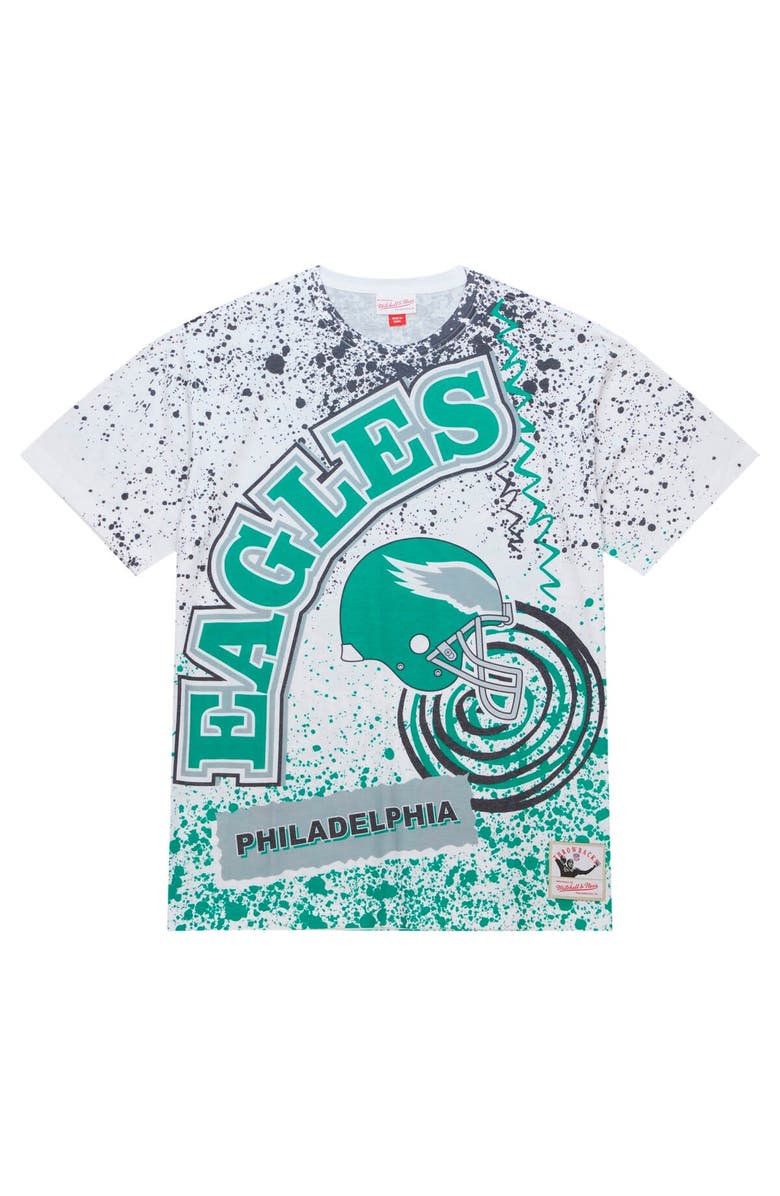 Mitchell & Ness Men's Mitchell & Ness White Philadelphia Eagles Big & Tall Allover Print T-Shirt, Alternate, color, White