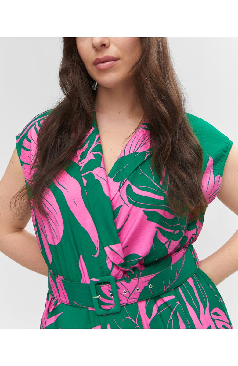 MANGO Print Belted Wide Leg Jumpsuit, Alternate, color, 