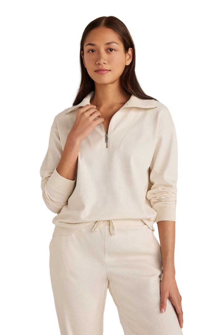 Botanical-Dyed Organic Cotton Interlock Half-Zip Top, Main, color, Botanical Dye Sandstone