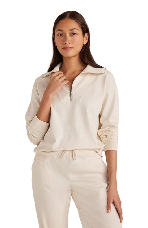 Botanical-Dyed Organic Cotton Interlock Half-Zip Top