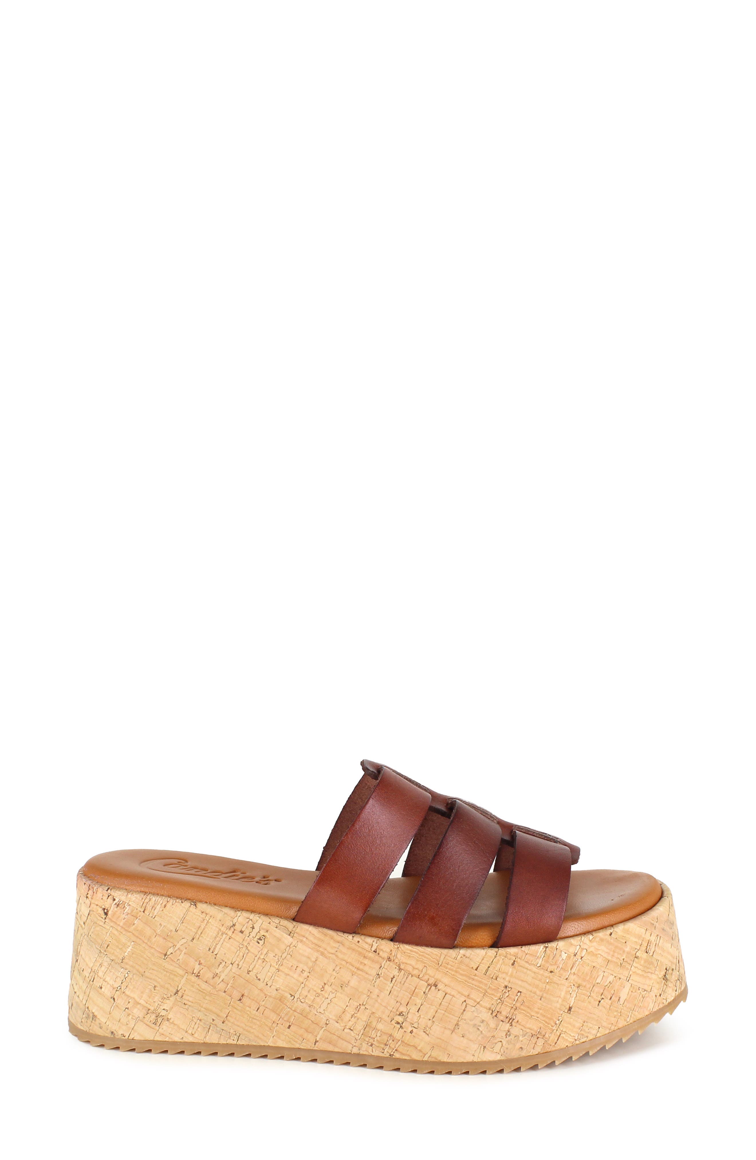 Candie's Kalma Platform Slide Sandal, Alternate, color, Tan