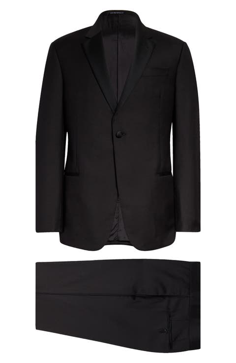 Trim Fit Black Super 130s Wool Tuxedo (Regular & Big)