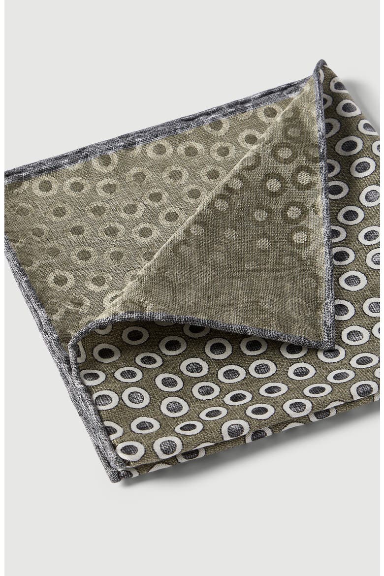Polka-dot silk pocket square, Alternate, color, Military