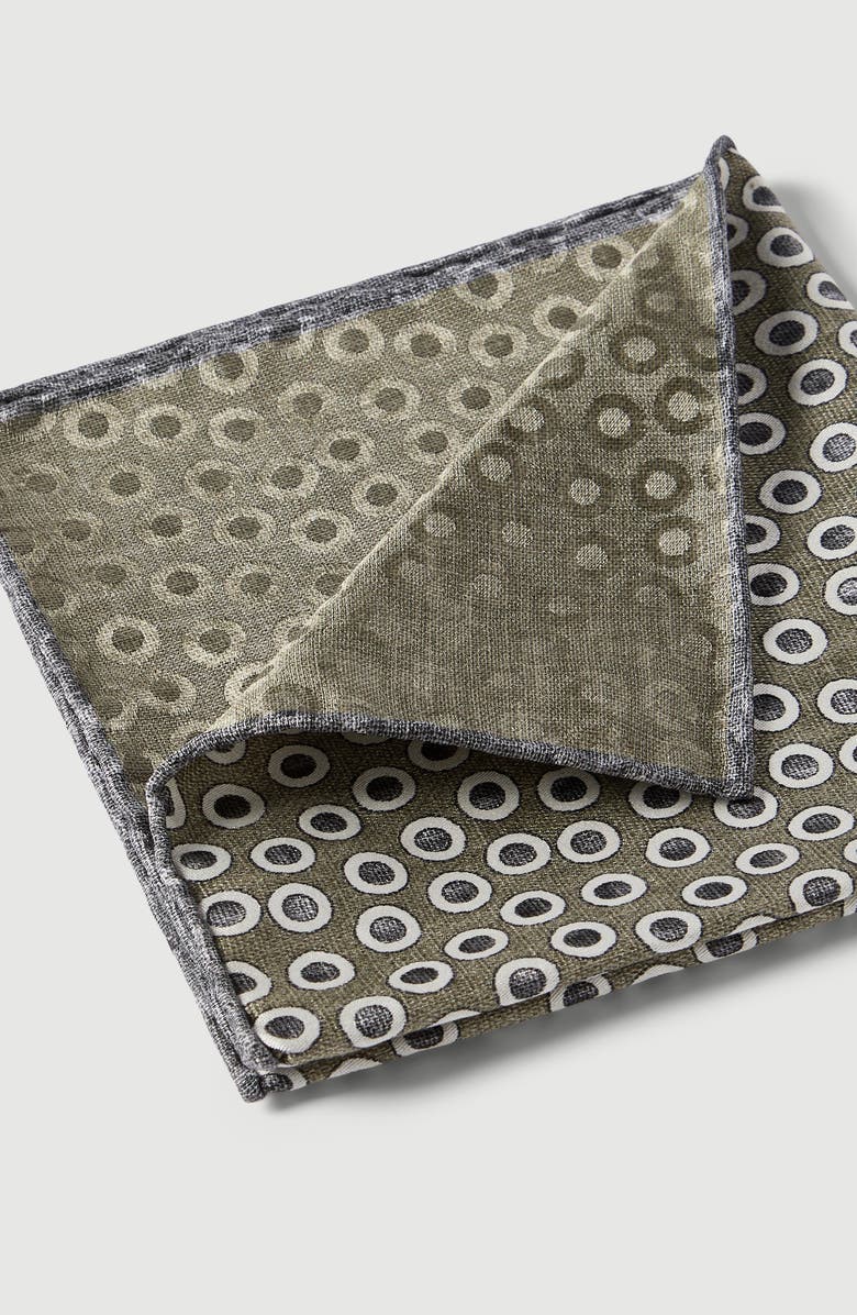 Brunello Cucinelli Spotted pocket square, Alternate, color, Military