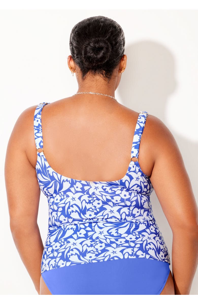 Swimsuits for All Ruffle V-Neck Tankini Top, Alternate, color, Stardust Flowers