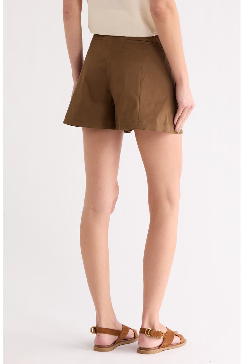 High Waist Flat Front Shorts, Alternate, color, CLOVE