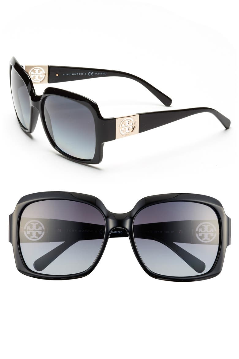 59mm Polarized Sunglasses, Main, color, BLACK