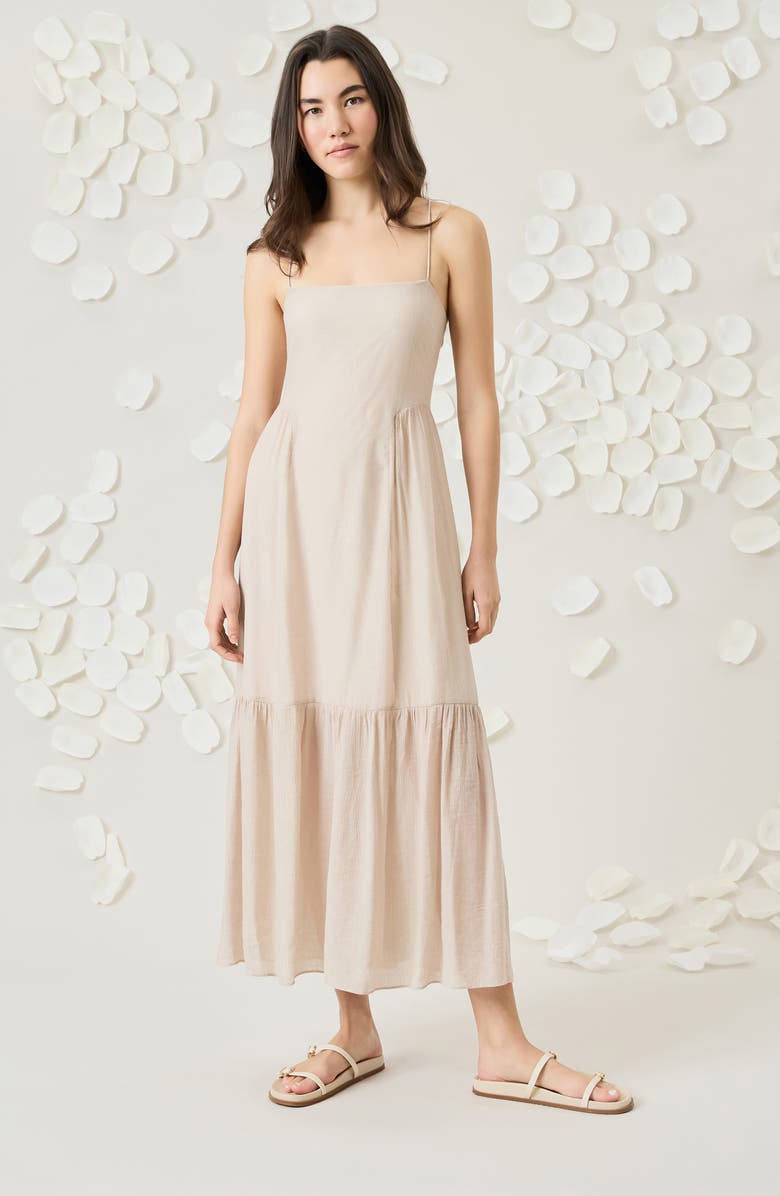 Luxely Rippled Woven Dress, Alternate, color, Khaki