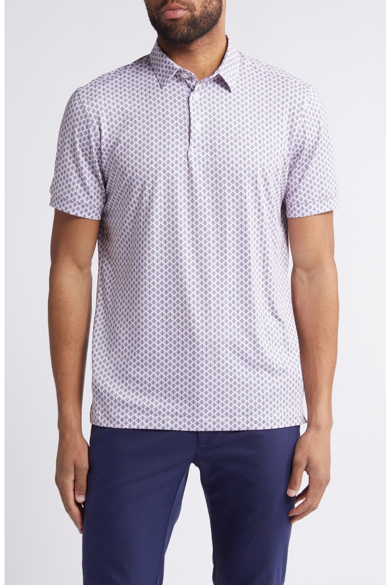 Versa Botanic Print Performance Polo, Main, color, TRUE PINK FERN GEO