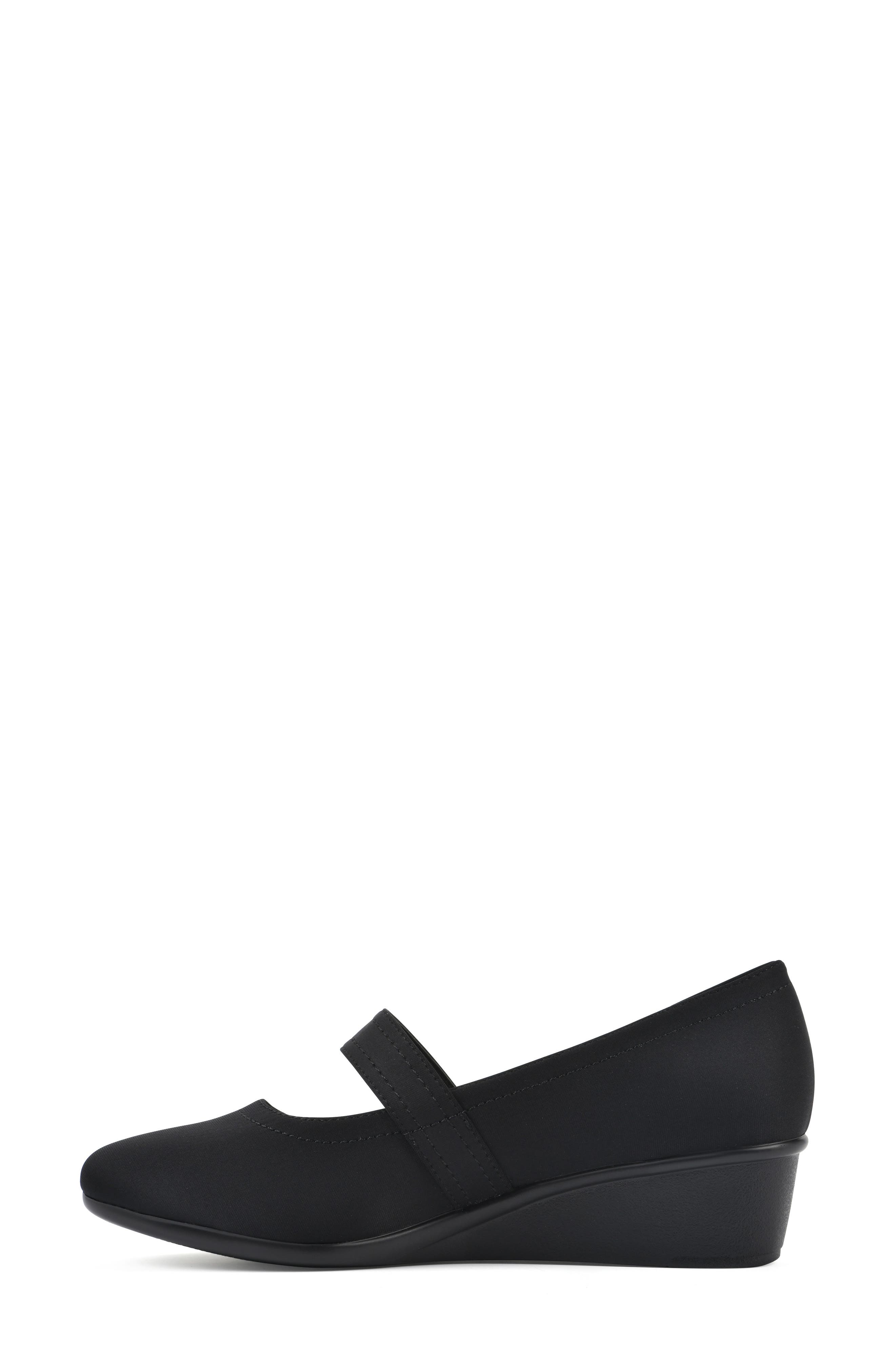CLIFFS BY WHITE MOUNTAIN Brightly Mary Jane Wedge Pump, Alternate, color, Black/ Nylon