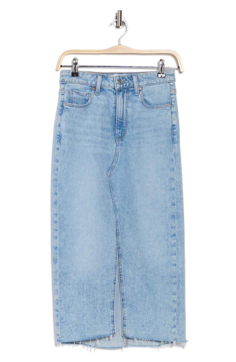 PAIGE Meadow Front Slit Denim Midi Skirt, Alternate, color, Cori Distressed