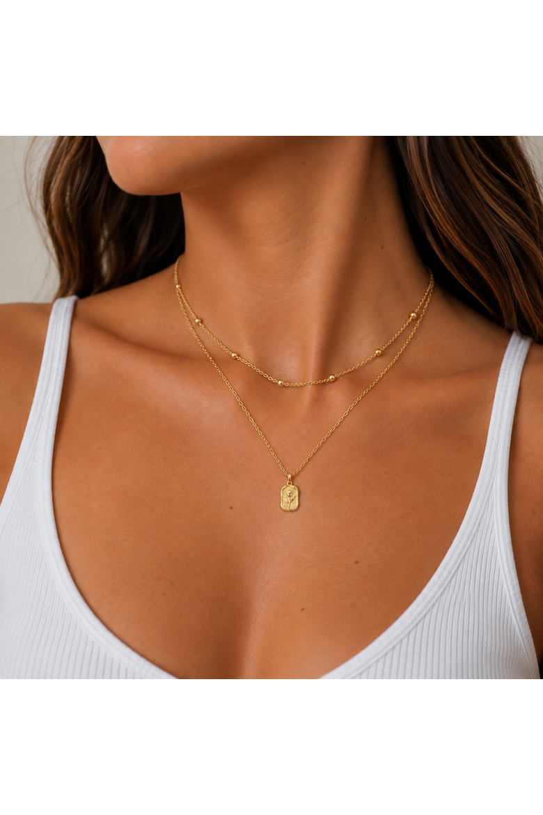 Gold-Tone Dainty Rose Necklace, Alternate, color, Gold