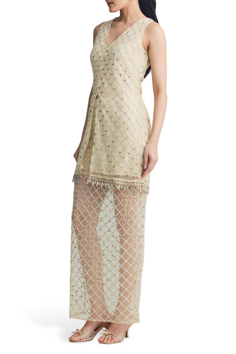 Mariah Sleeveless Top & Maxi Skirt Set, Alternate, color, GOLD