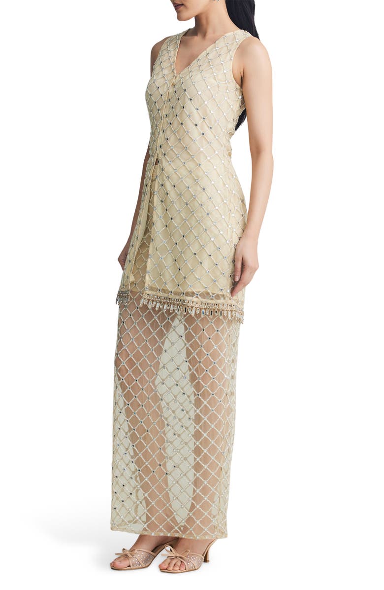 holiCHIC Mariah Sleeveless Top & Maxi Skirt Set, Alternate, color, Gold