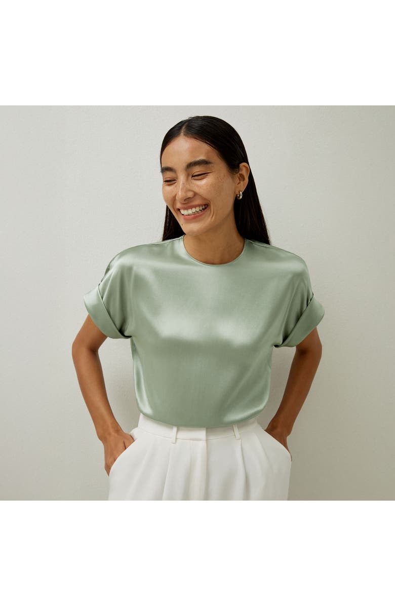 Lilysilk Contemporary Oversized Silk Top, Alternate, color, Pale Turquoise