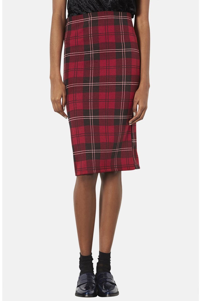 Plaid Tube Skirt, Main, color, RED