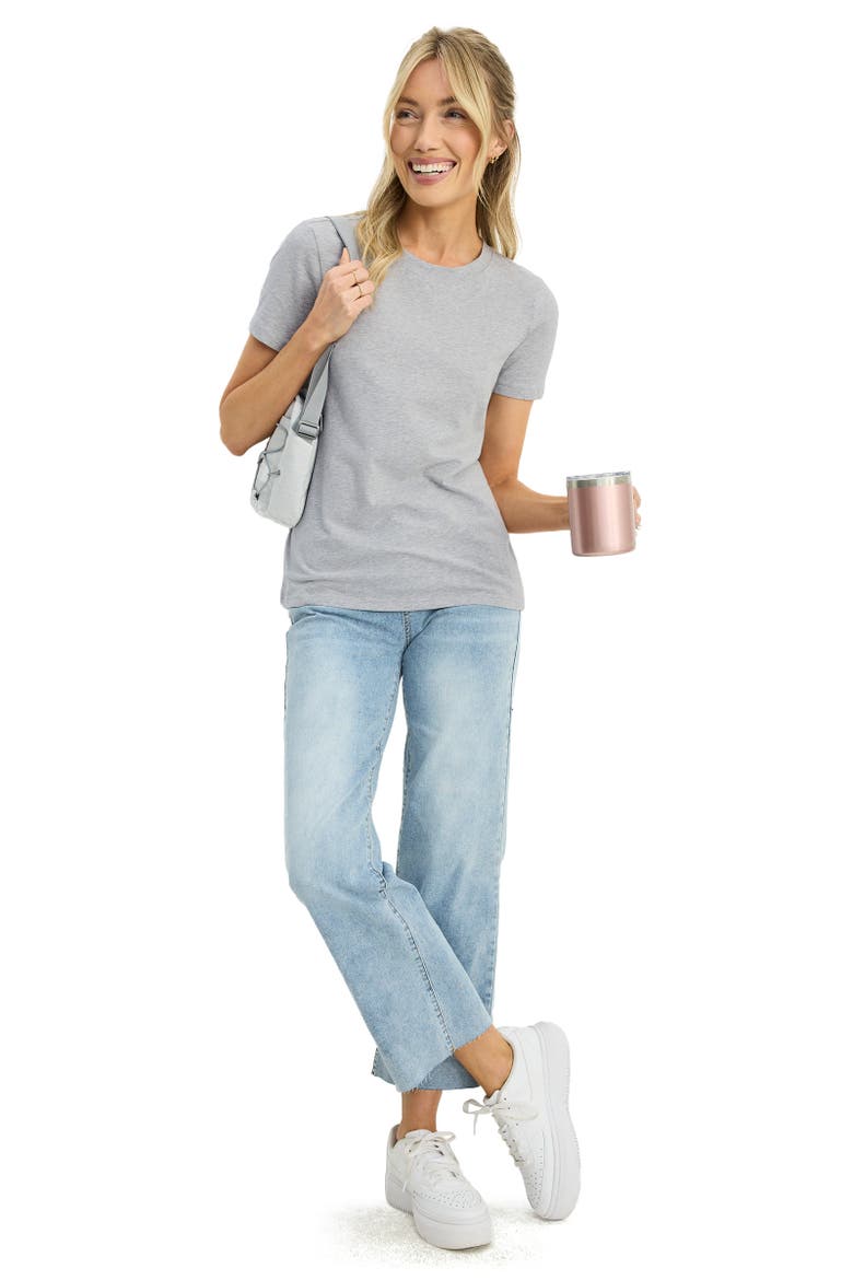 Women's Organic Cotton Stretch Short Sleeve Tee, Alternate, color, Light Grey Heather