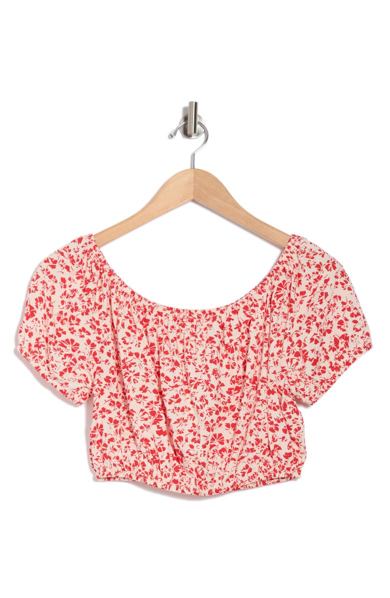 Hurley Carefree Off the Shoulder Crop Top, Alternate, color, Rococco Red