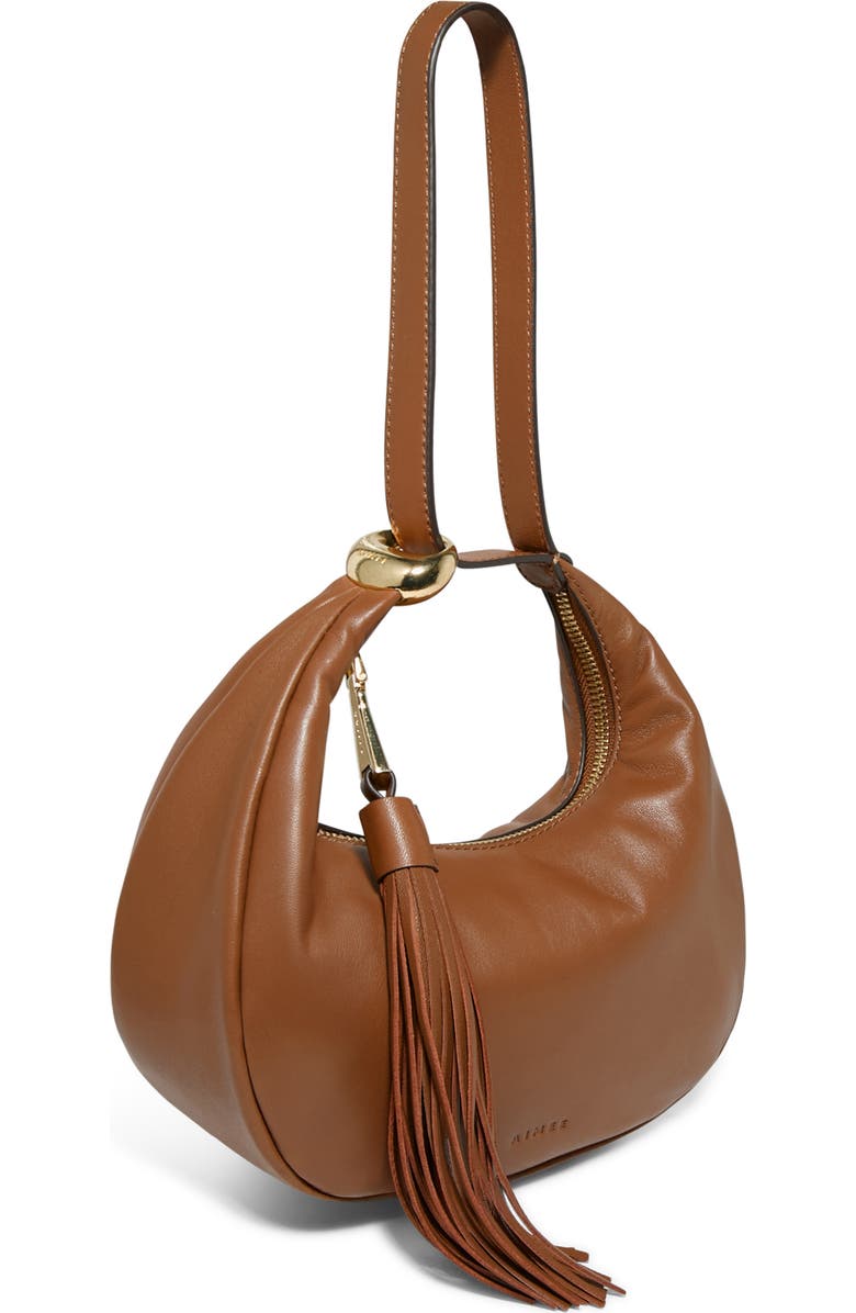 AIMEE Bloom Bean Bag Leather Moon Bag, Alternate, color, Chestnut