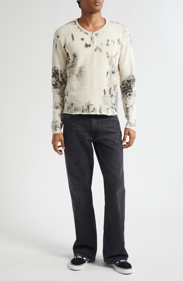 STOCKHOLM SURFBOARD CLUB Bon Stained Long Sleeve Henley, Alternate, color, Dirty White