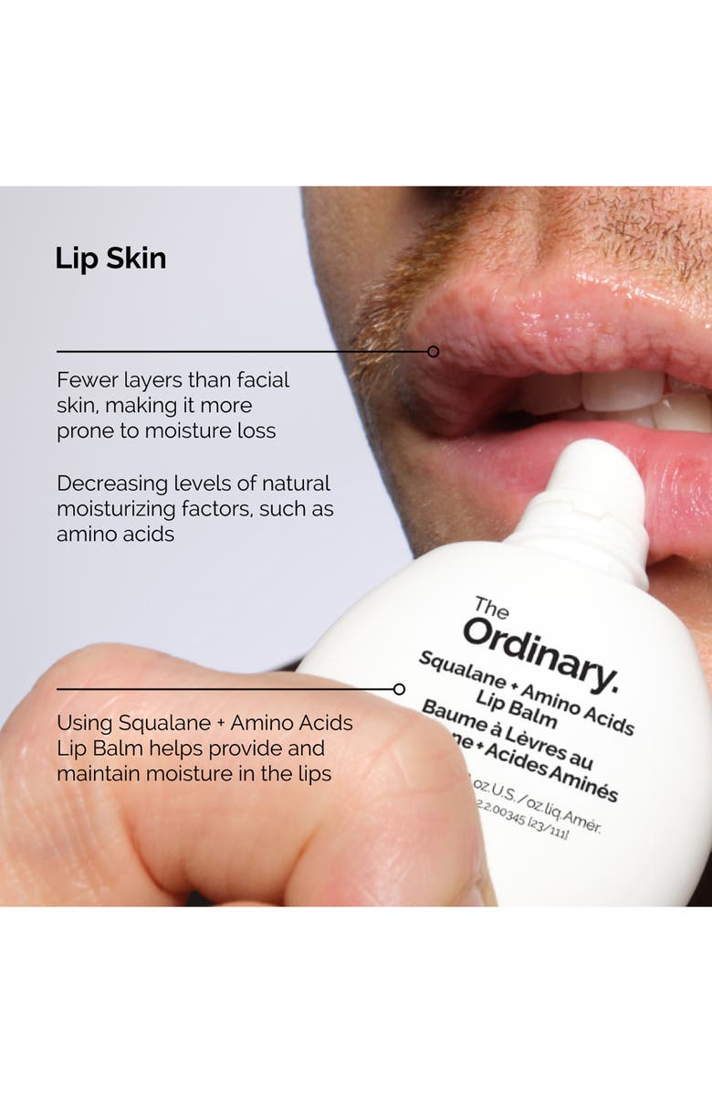 The Ordinary Squalane + Amino Acids Hydrating Lip Balm, for Lips, Elbows & Cuticles, Alternate, color,