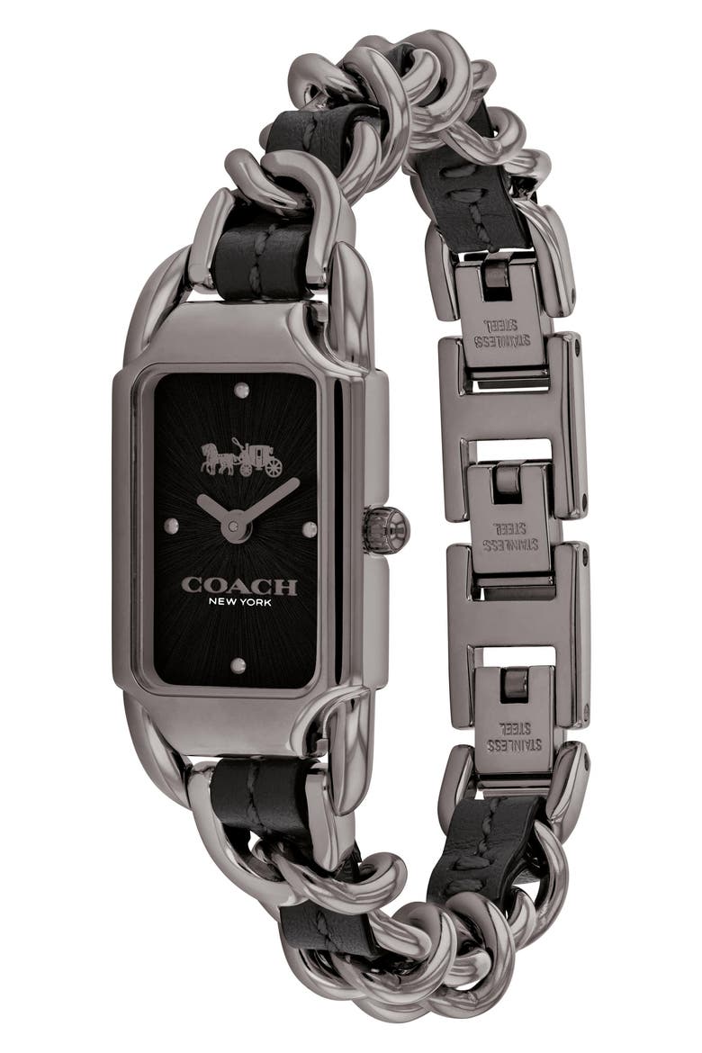 Cadie Rectangular Bracelet Watch, Alternate, color, BLACK