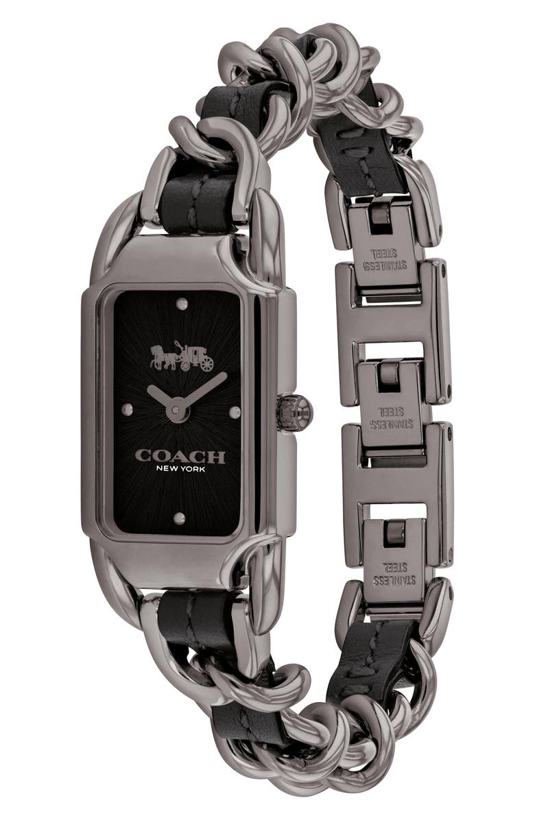 COACH Cadie Rectangular Bracelet Watch, Alternate, color, Black