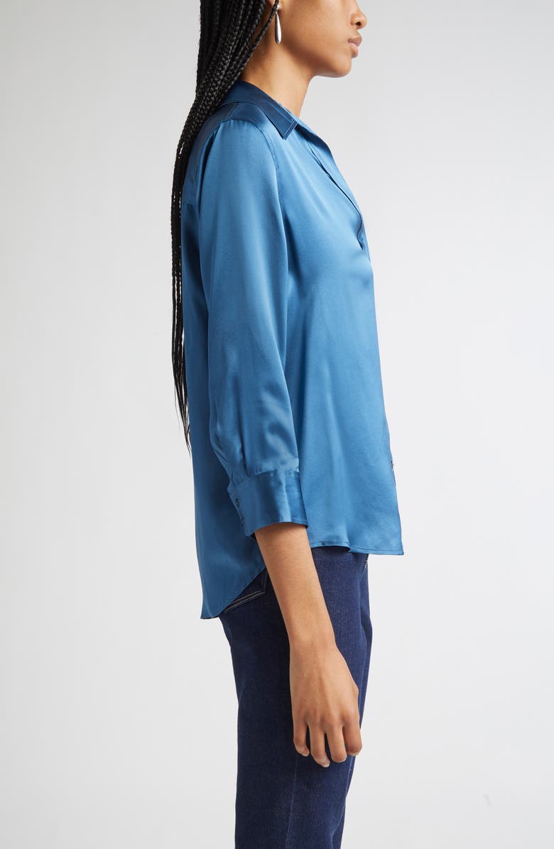 L'AGENCE Dani Silk Charmeuse Blouse, Alternate, color, Stone Blue