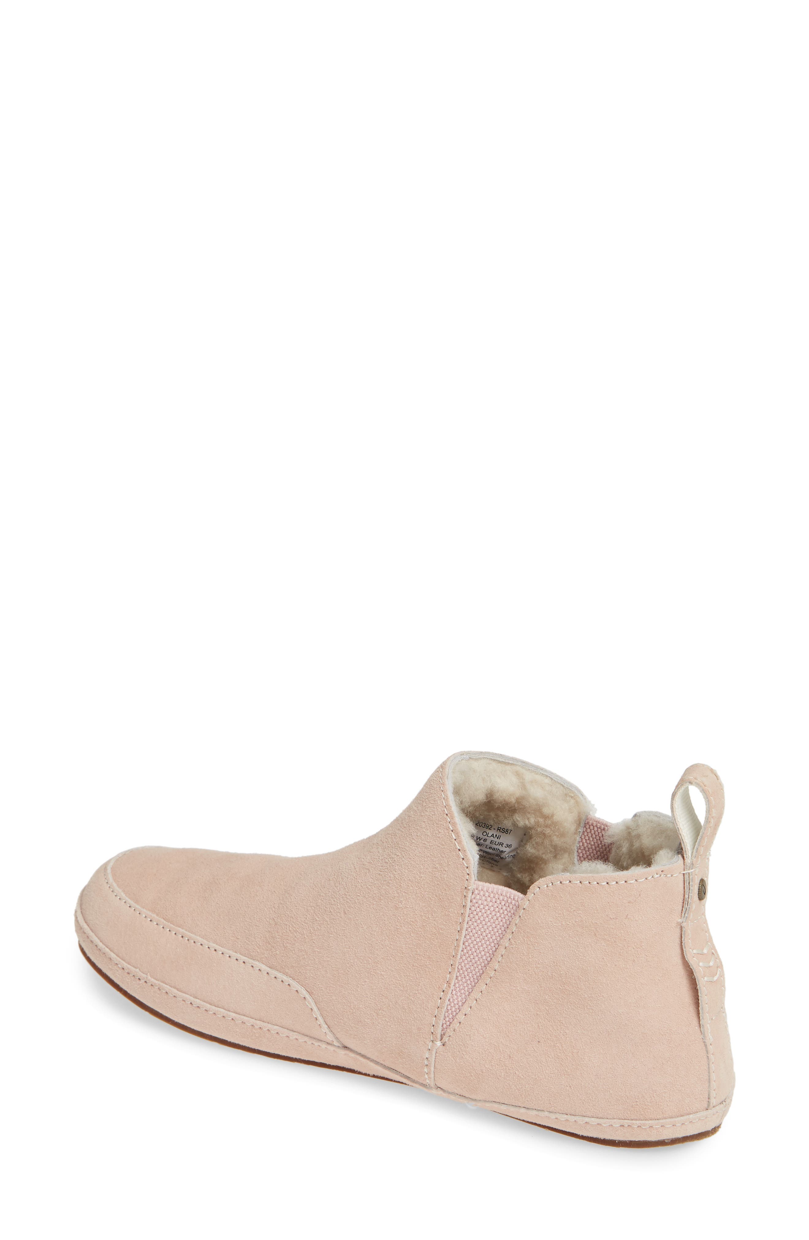 Olani Genuine Shearling Slipper, Alternate, color, CORAL ROSE LEATHER