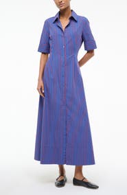 STAUD Joan Stripe Maxi Shirtdress