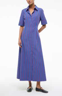 STAUD Joan Stripe Maxi Shirtdress