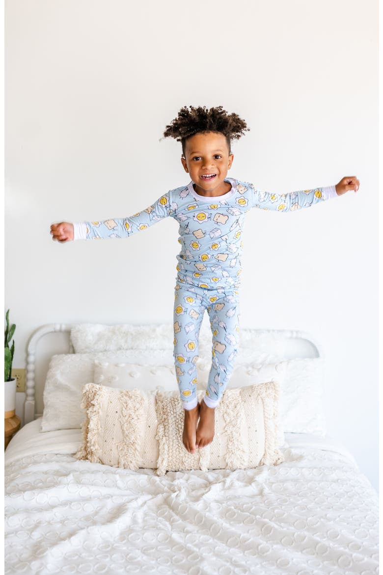 Breakfast Buddies Fitted Two-Piece Pajamas, Alternate, color, BLUE