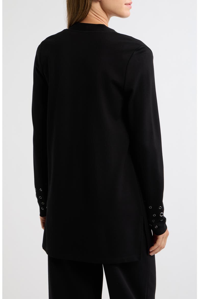 Grommet Detail Open Cardigan, Alternate, color, ANNE BLACK
