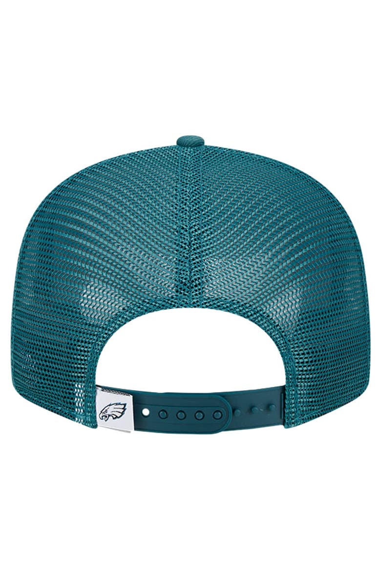 Men's New Era Midnight Green Philadelphia Eagles Main Trucker 9FIFTY Snapback Hat, Alternate, color, Green