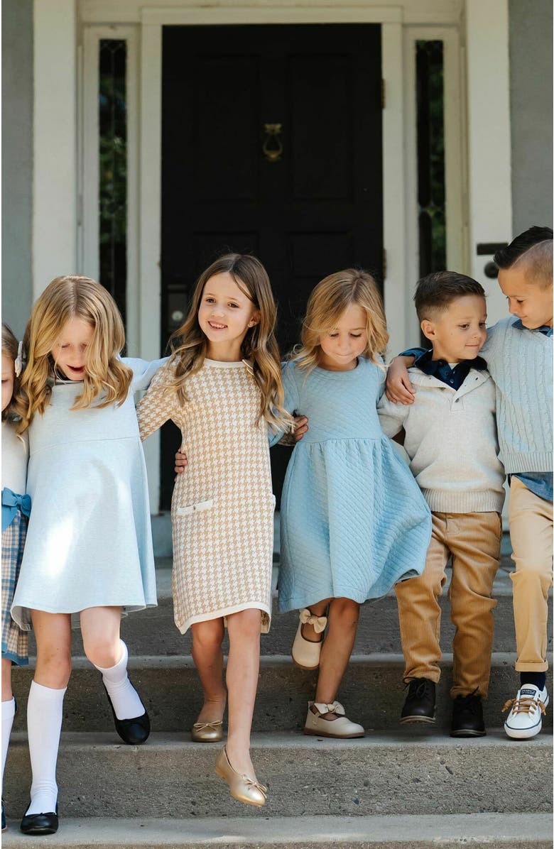 Hope & Henry Girls' Quilted Puff Sleeve Dress, Kids, Alternate, color, Dusty Blue Quilted