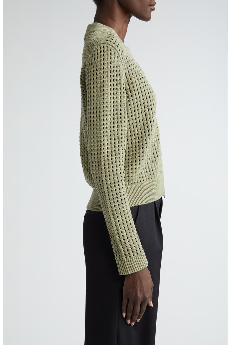 Open Stitch Zip Cardigan, Alternate, color, SAGE