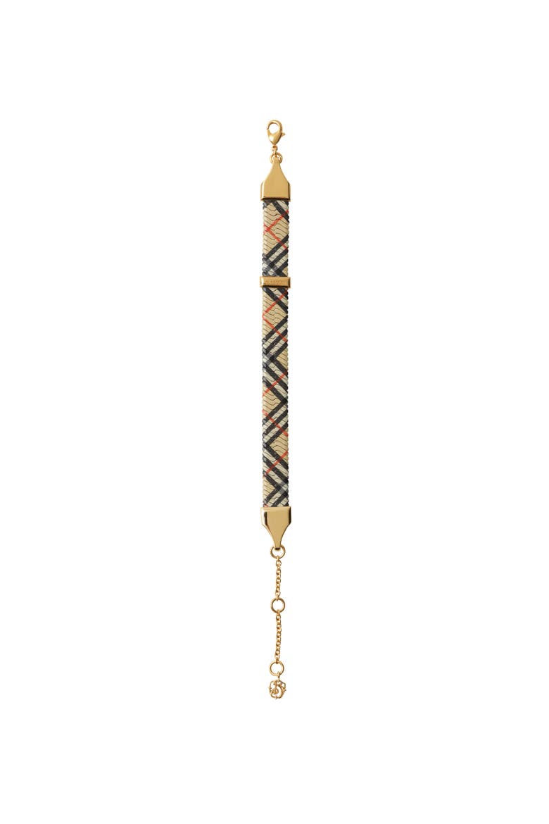Check Print Bracelet, Alternate, color, Gold/sand beige