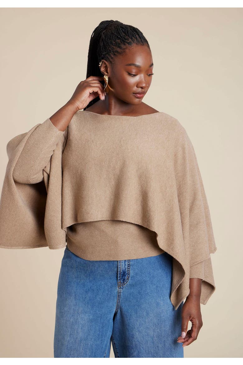 Layered Cape Sweater, Alternate, color, WARM CREAM