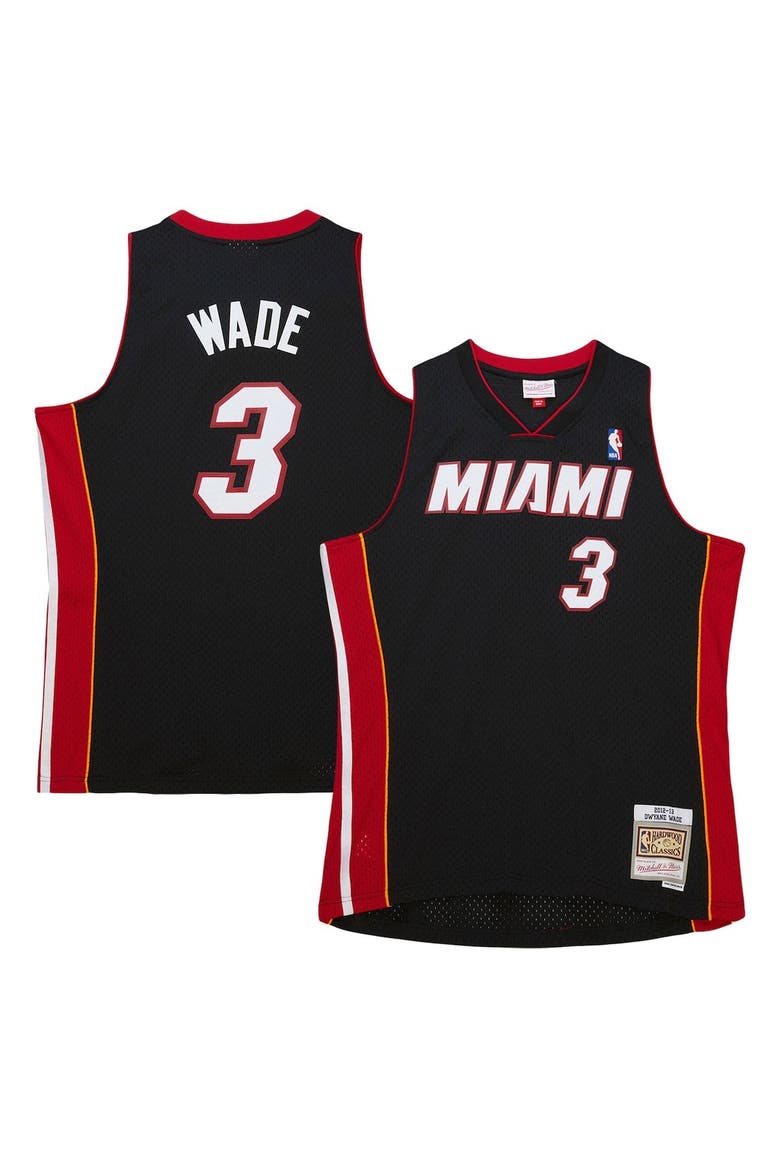 Men's Mitchell & Ness Dwyane Wade Black Miami Heat Hardwood Classics Swingman Jersey, Alternate, color, Black