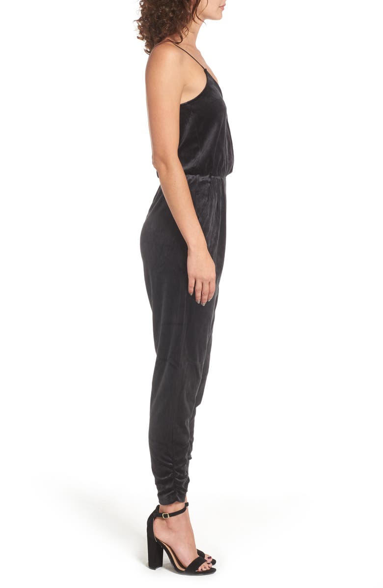 Juicy Couture Velour Track Strappy Jumpsuit, Alternate, color, 
