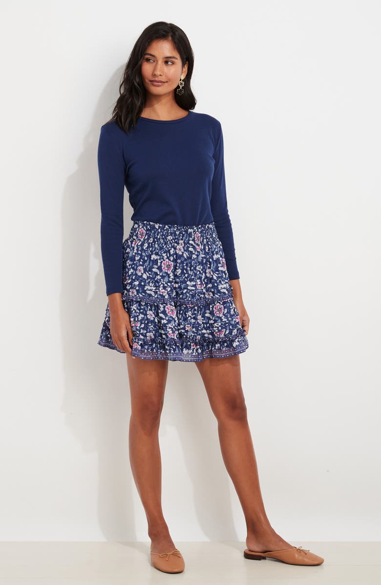 vineyard vines Floral Ruffle Tiered Miniskirt, Alternate, color,
