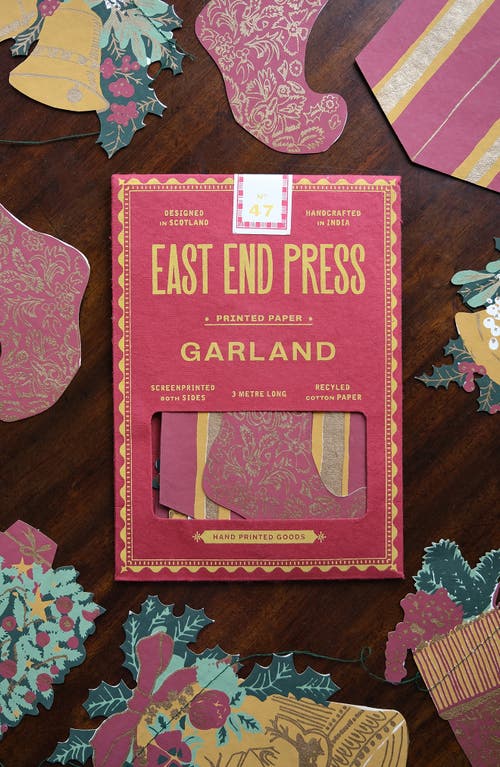 East End Press Chirstmas Sewn Paper Garland In Multi