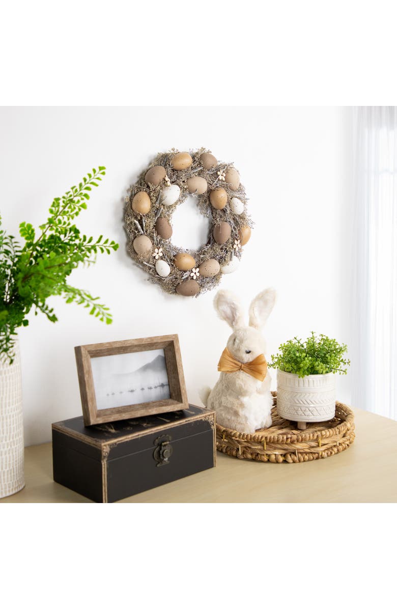 Northlight Neutral Earth Tones Small Speckled Egg Easter Twig Artificial Wreath - 12", Alternate, color, Brown