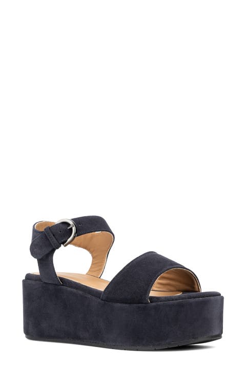 Dinah Water Repellent Ankle Strap Platform Wedge Sandal (Women)